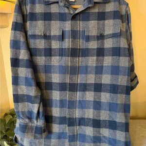L.L. Bean Men's Navy and Gray Plaid Shirt Jacket
